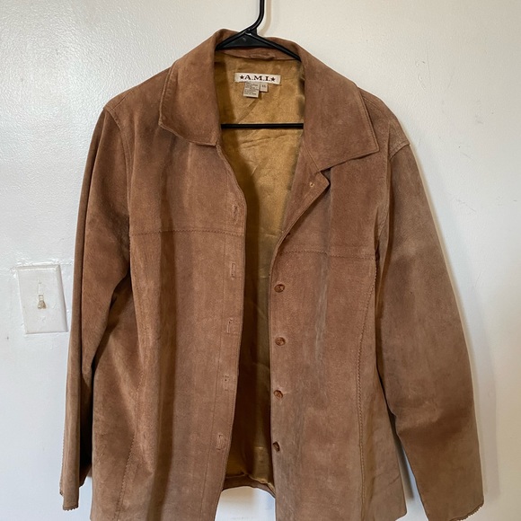 Camel color suede button up jacket - Picture 2 of 5